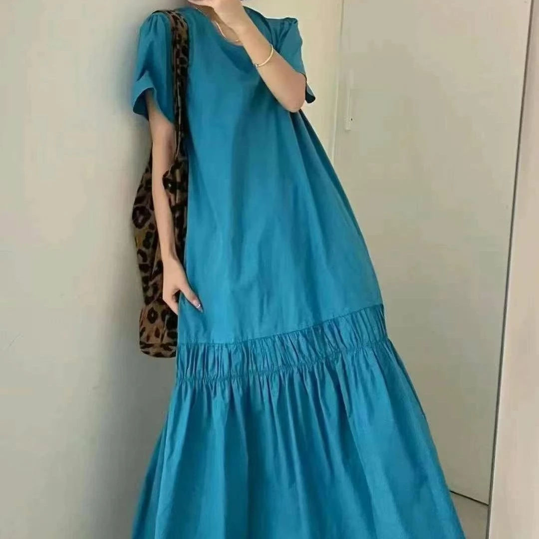 小心机高级复古夏季法式慵懒气质遮肚连衣裙