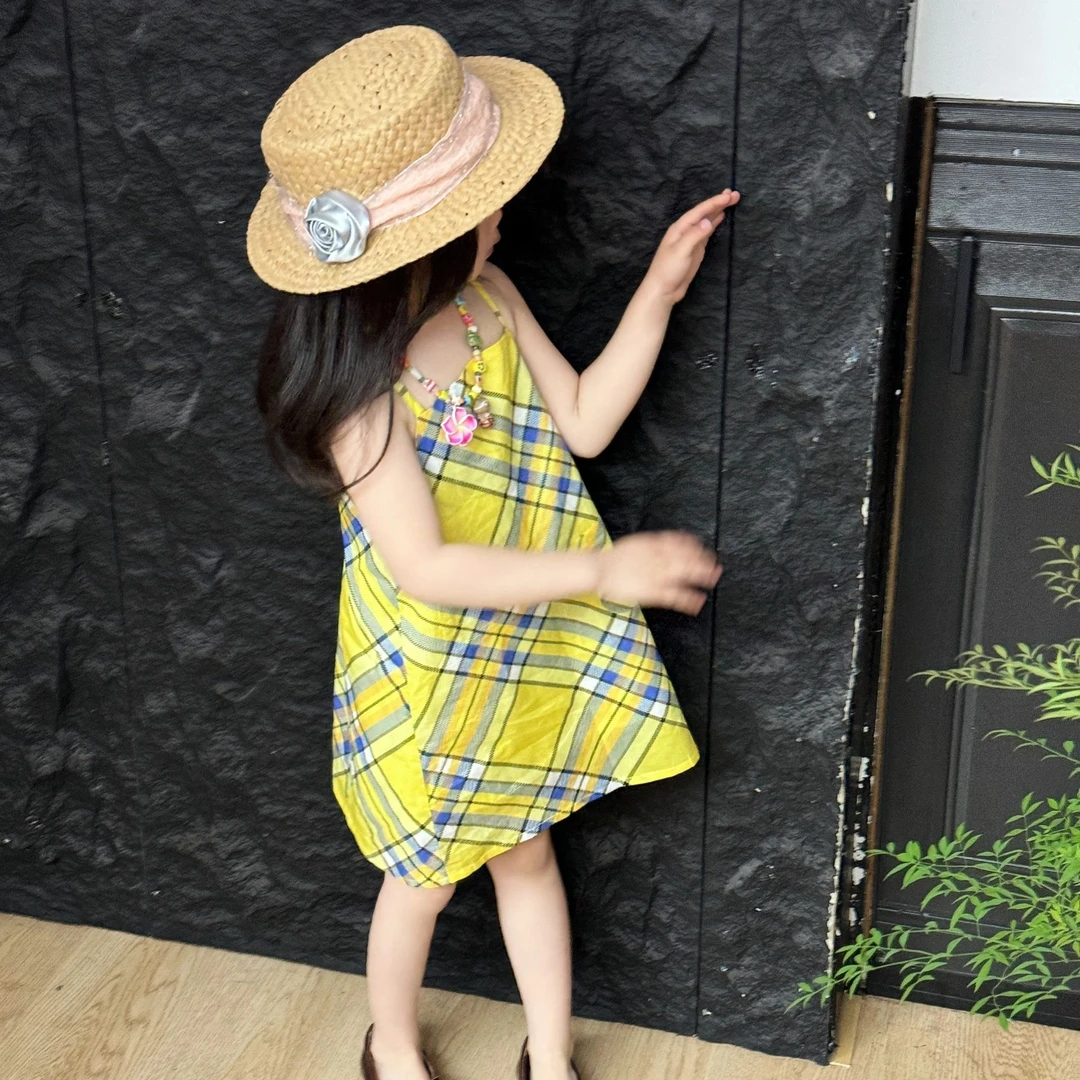 壹妈独特洋气时髦女童装2025夏季漂亮裙子女宝小清新度假风吊带裙