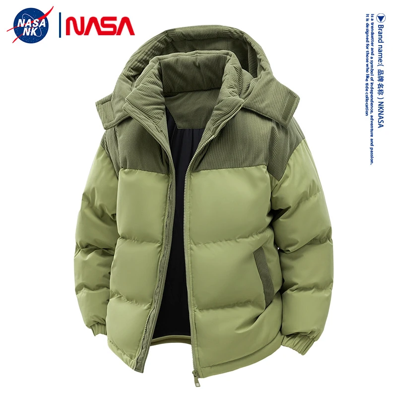 NASA户外运动连帽可拆棉服男款冬季宽松灯芯绒面包服保暖外套
