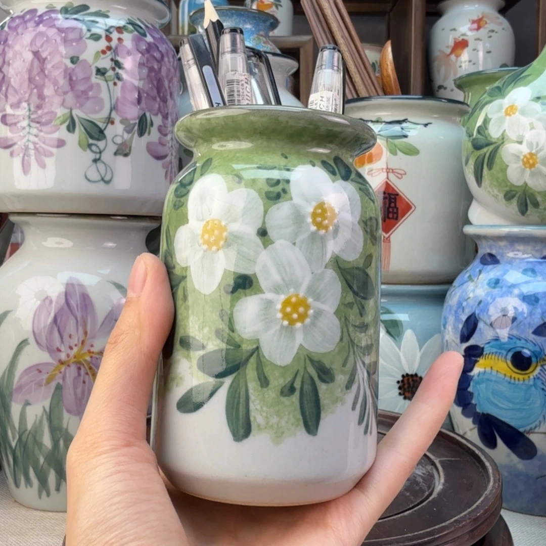景德镇陶瓷手绘花瓶无孔