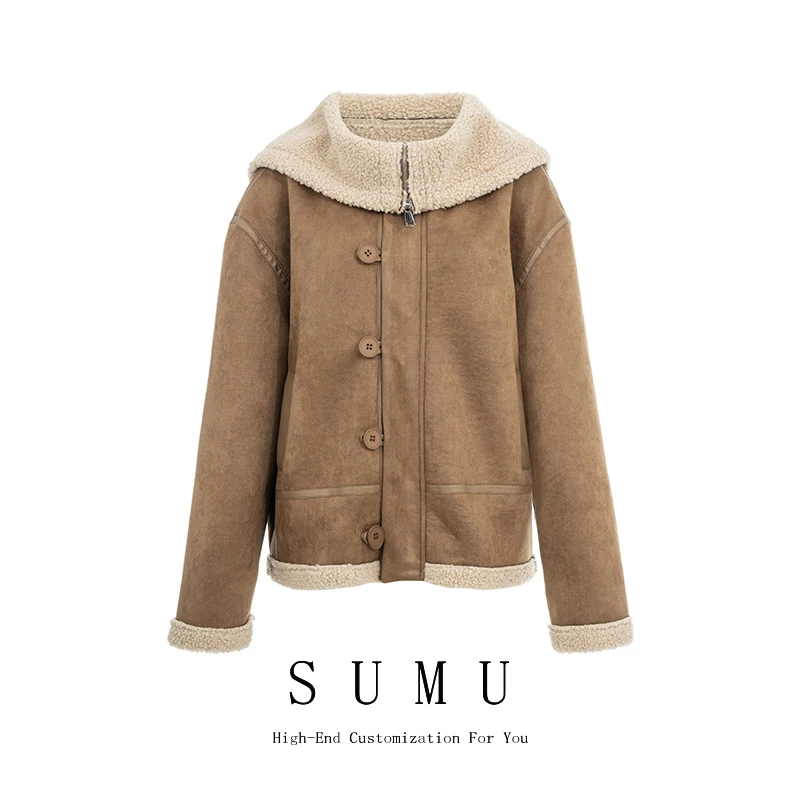 宿慕女款保暖外套秋季新款时尚轻奢时尚气质纯色翻领外套795