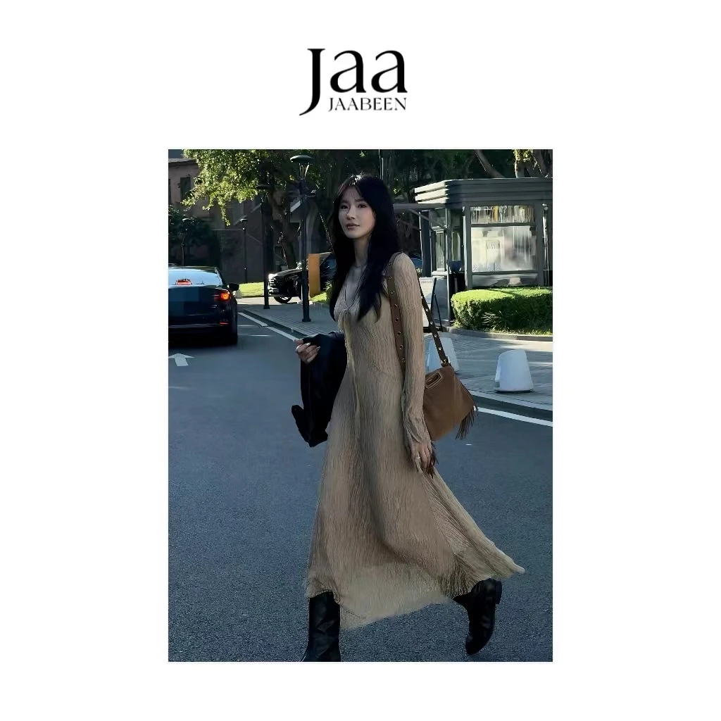 『JAABEEN』25aw中古风连衣裙长袖秋冬小众设计师款弹力 25CQ0129