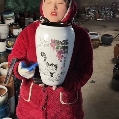 口17高33瑕疵盆子