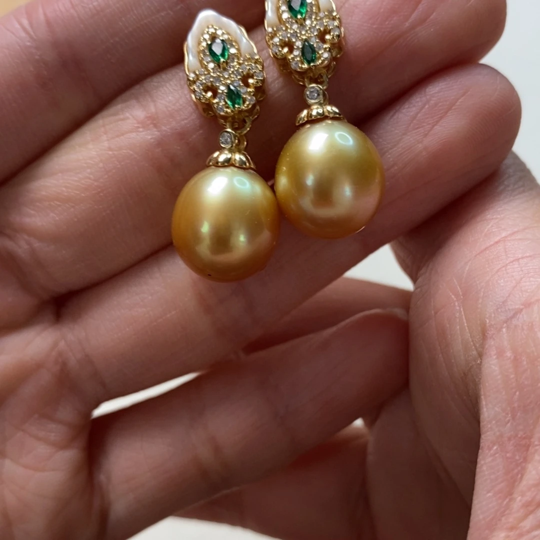 海水珍珠耳饰银S925镶嵌