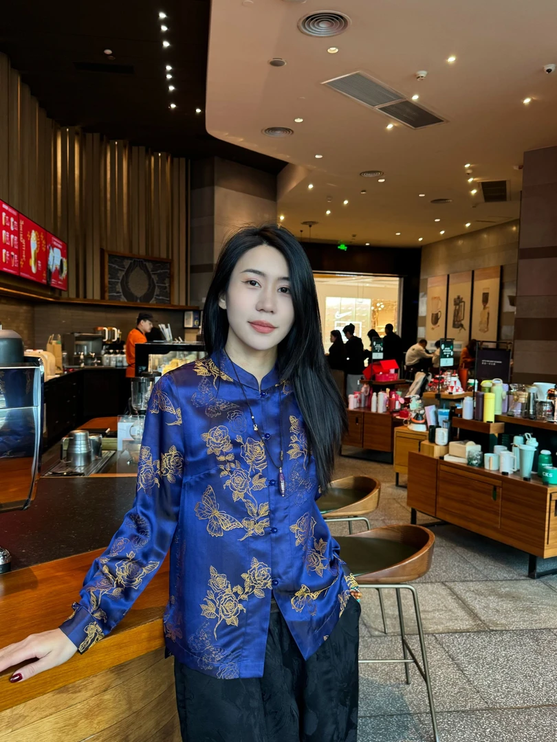 【花飞蝶舞】新中式衬衫国风中式上衣民族风开衫气质长袖衬衫复古