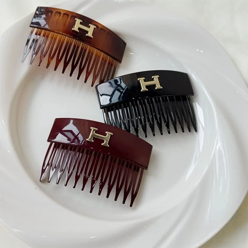韩国7cm新款H字母齿梳简约百搭高级感