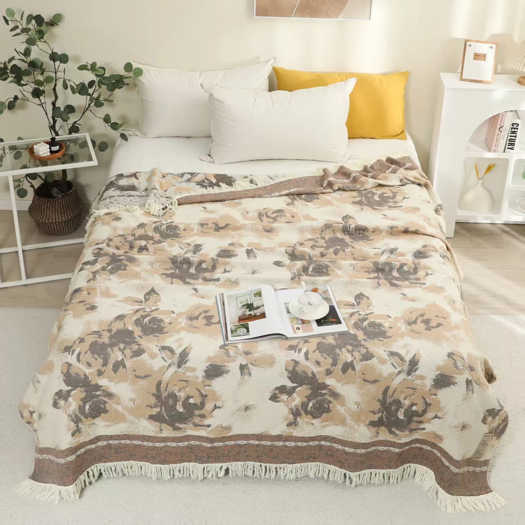 【墨卿】200*230cm多层纱布汉麻雨露麻长绒棉柔软通用床盖