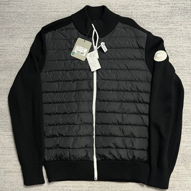 未使用 CANADA GOOSE 加拿大鹅 黑色白标羽绒拼接羊毛立领外套 M