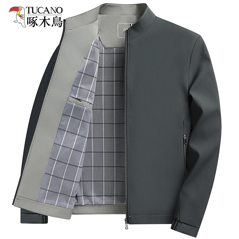 啄木鸟新款男士夹克春秋季爆款宽松外套男中年立领商务休闲夹克衫