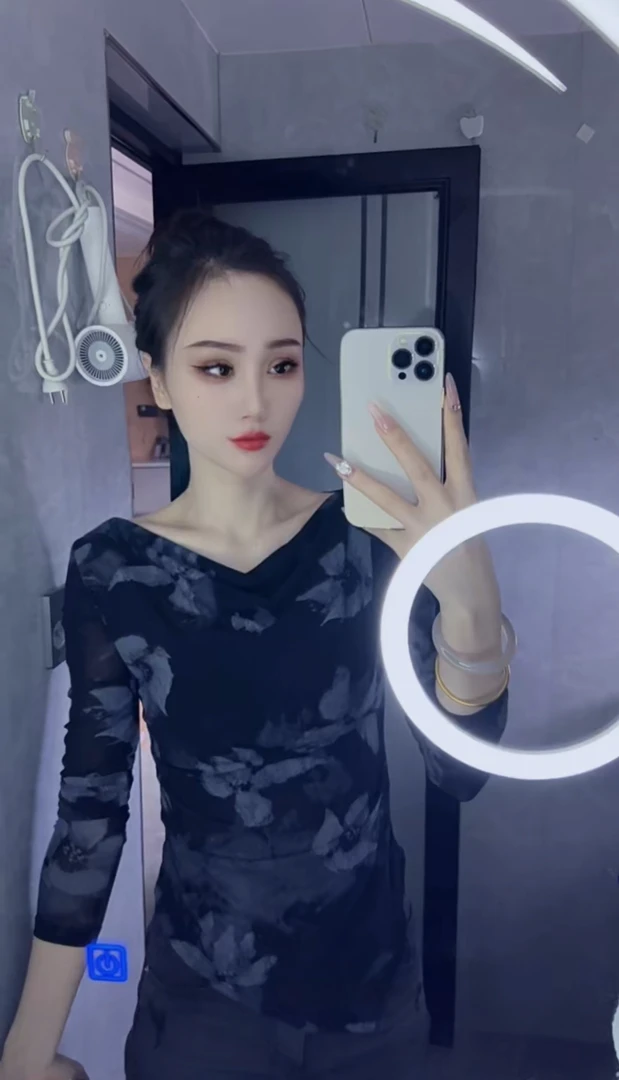 【金金家】2025新款豹纹百搭洋气显瘦简约网纱长袖T恤-8929#