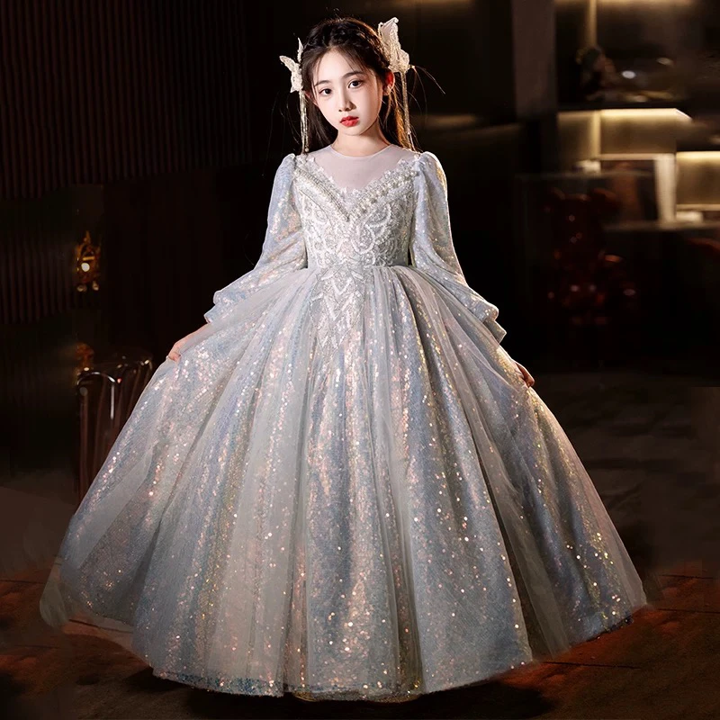 女童晚礼服小女孩儿童轻奢小众高端走秀主持人钢琴演奏花童公主裙