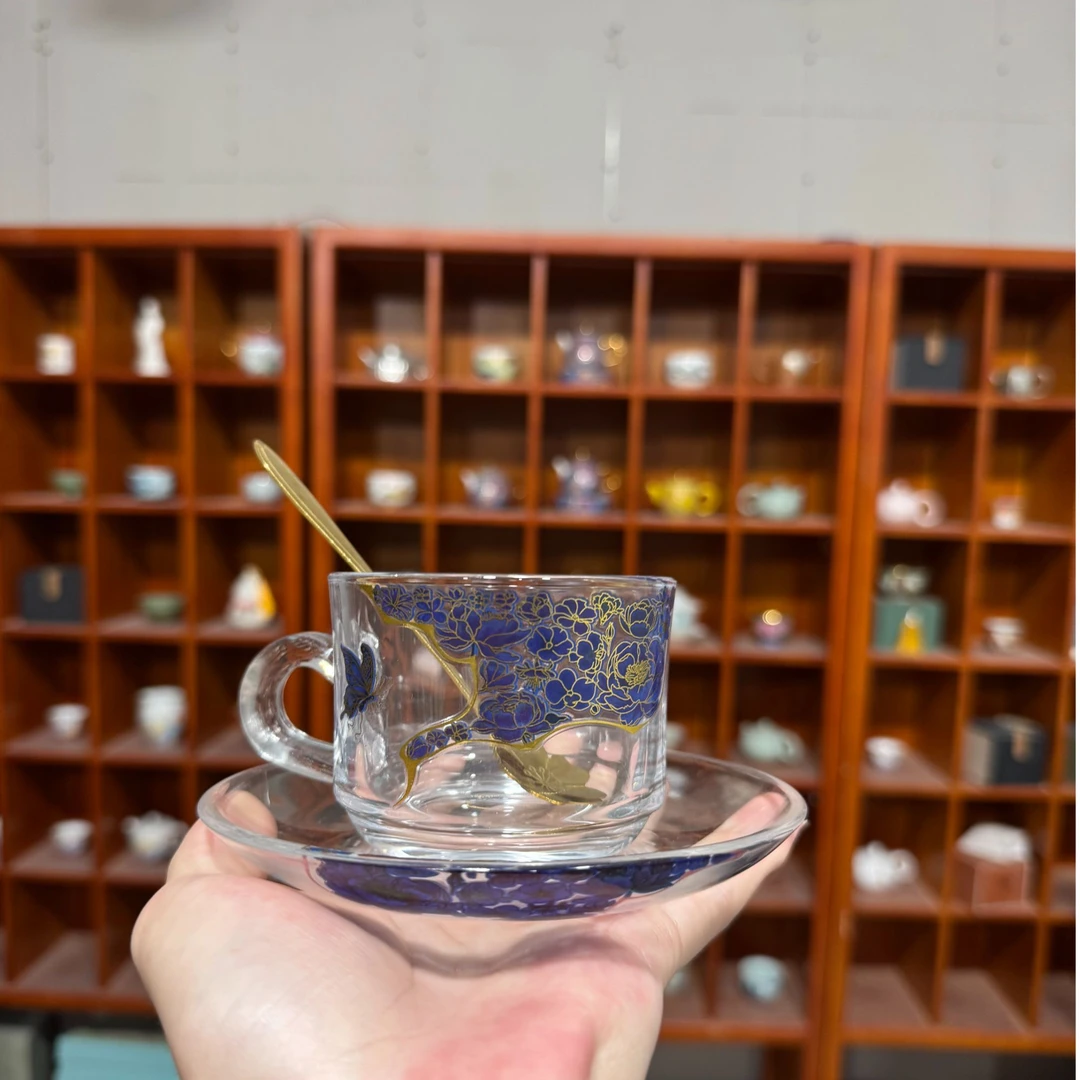 蝶恋花变色咖啡杯送勺子ZHZ1247