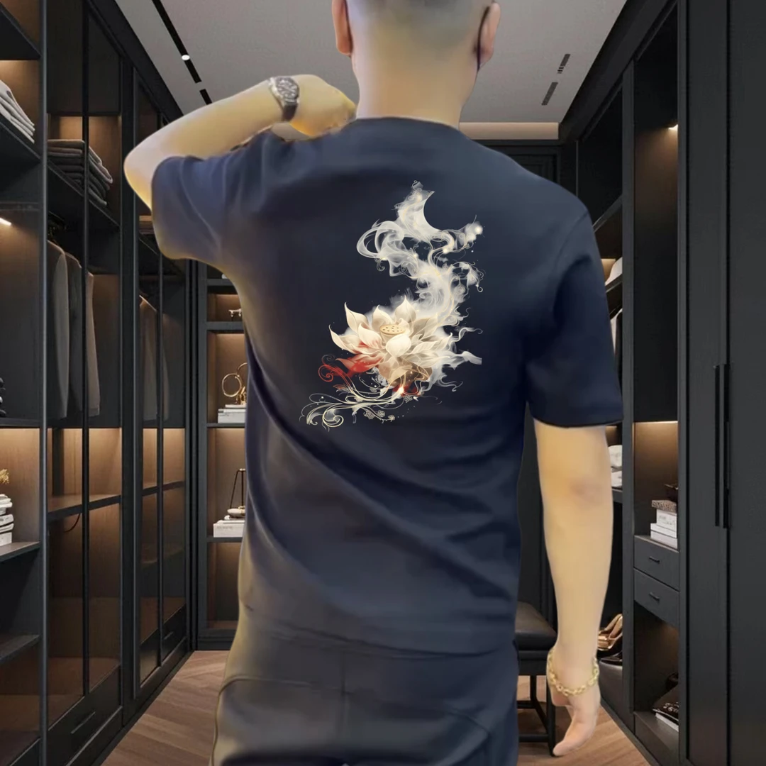 2025春夏新款上衣男士纯棉短袖T恤夏季时尚潮流半袖修身ins帅气