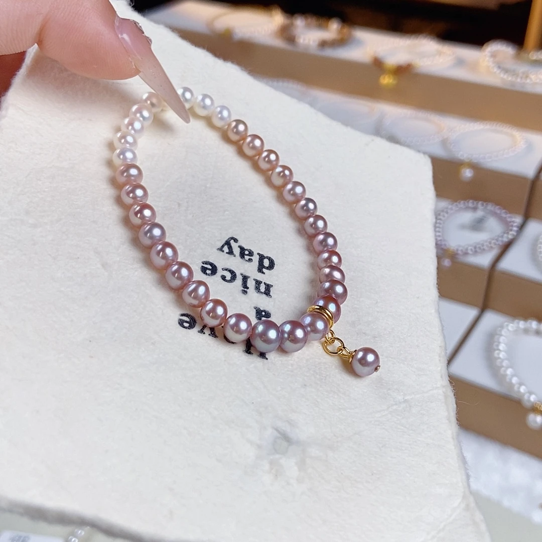 手绳银S925镶嵌淡水珍珠