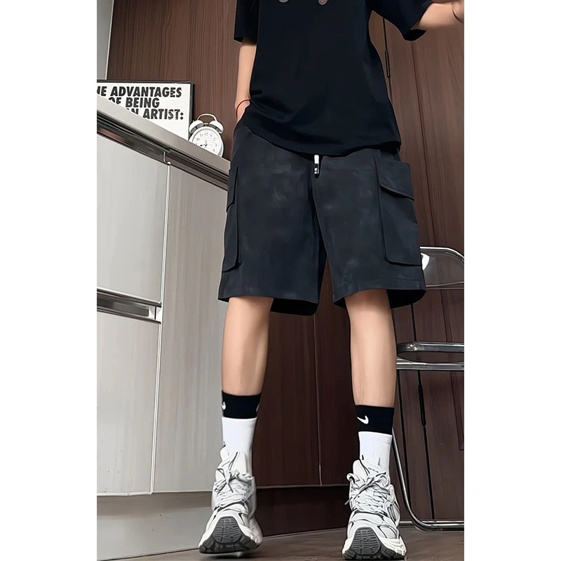 扎染工装短裤男夏季美式高街vibe五分中裤潮牌沙滩大裤衩子高级感