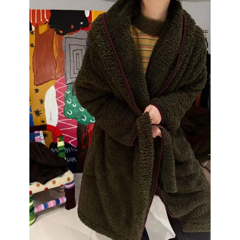 舒棉绒浴袍睡衣中长款外穿 J24W481