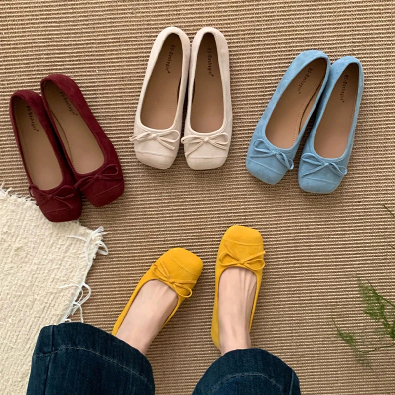 内增高蝴蝶结法式红色单鞋女鞋子2025新款春夏季百搭芭蕾舞晚晚鞋