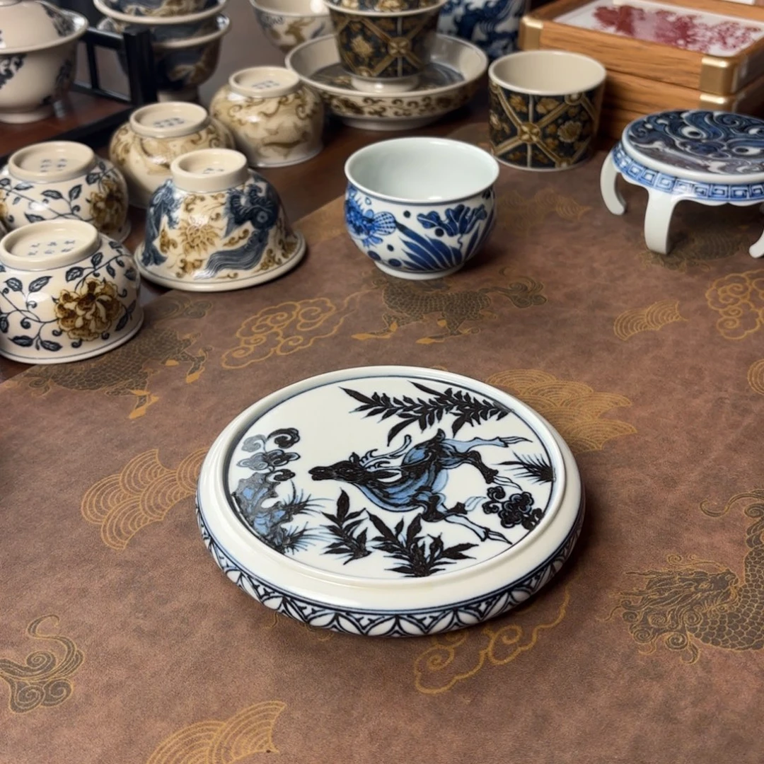 摆件景德镇手绘茶器盖置壶承