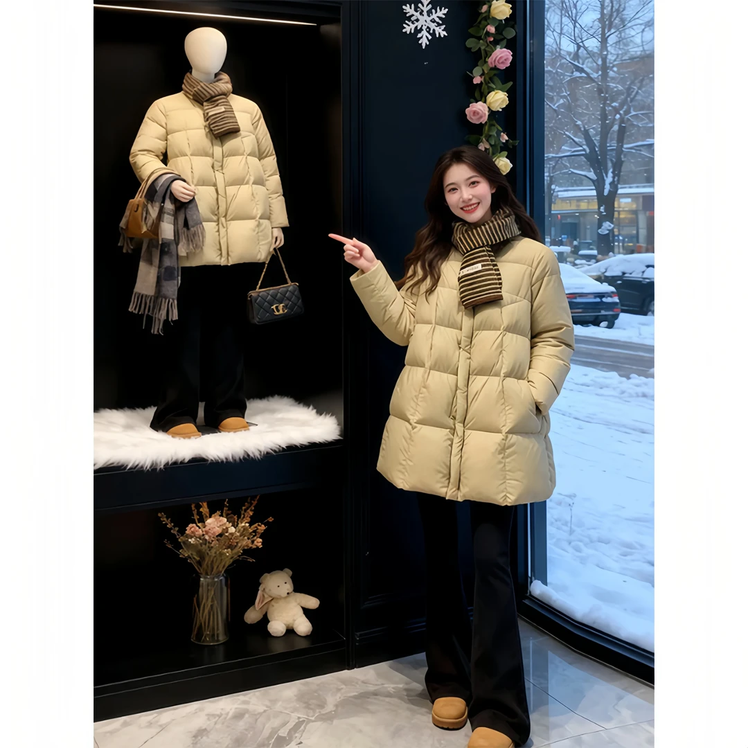 巨好看的中长款棉服秋冬冬季新款韩系百搭高级感保暖加厚外套女