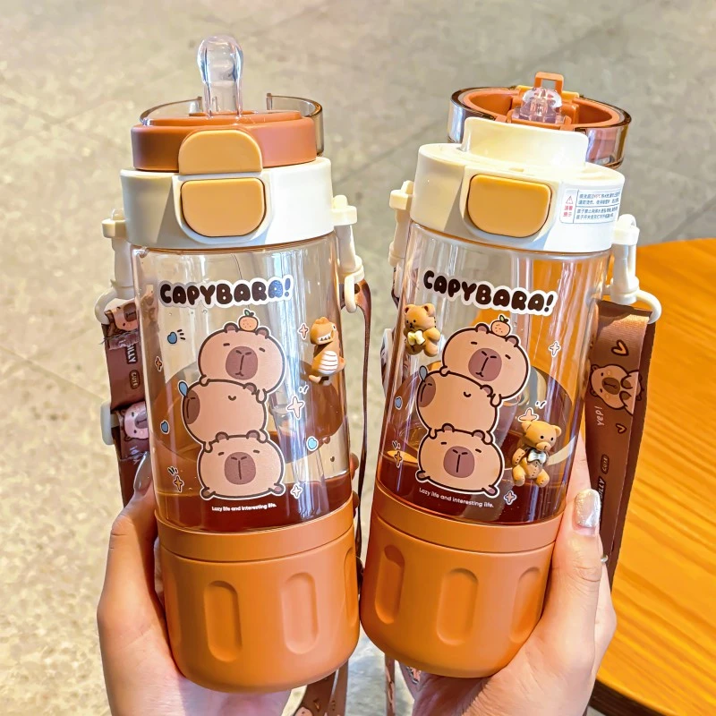 可爱儿童水杯女孩上学专用吸管水杯小学生幼儿园可斜跨杯子大容量