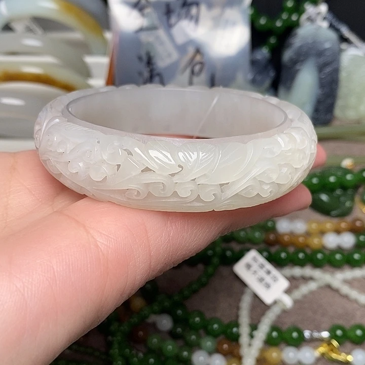 和田玉未镶嵌手镯58加