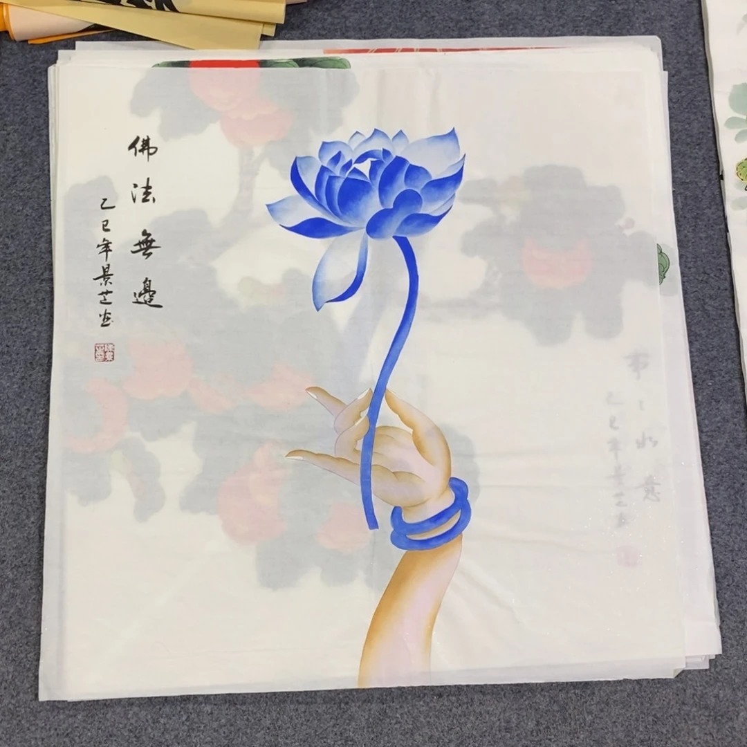 国画尺寸70×70斗方工笔精品手绘画