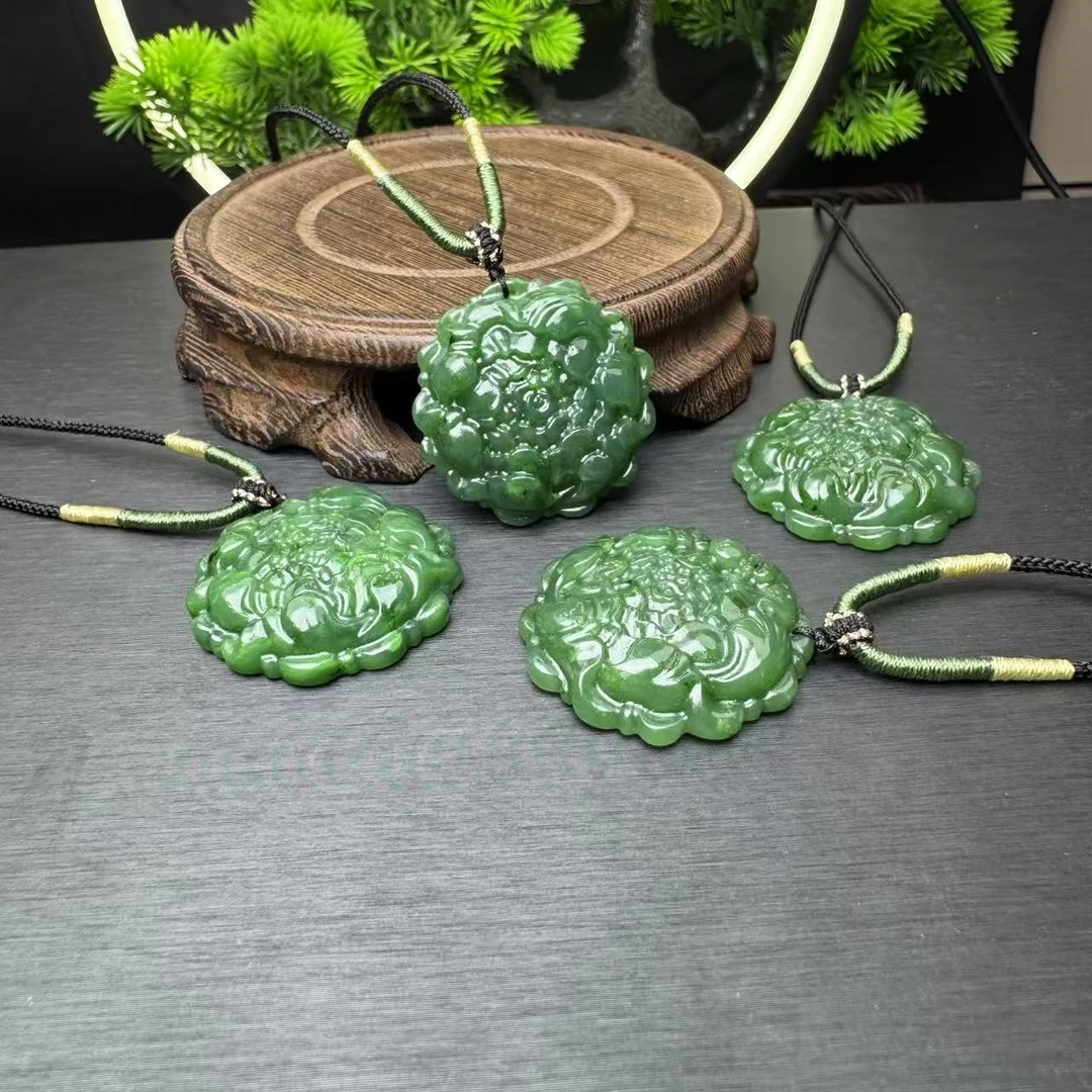 李书锦天然和田玉碧玉花吊坠 A0815【拍一发一】 多样性发货
