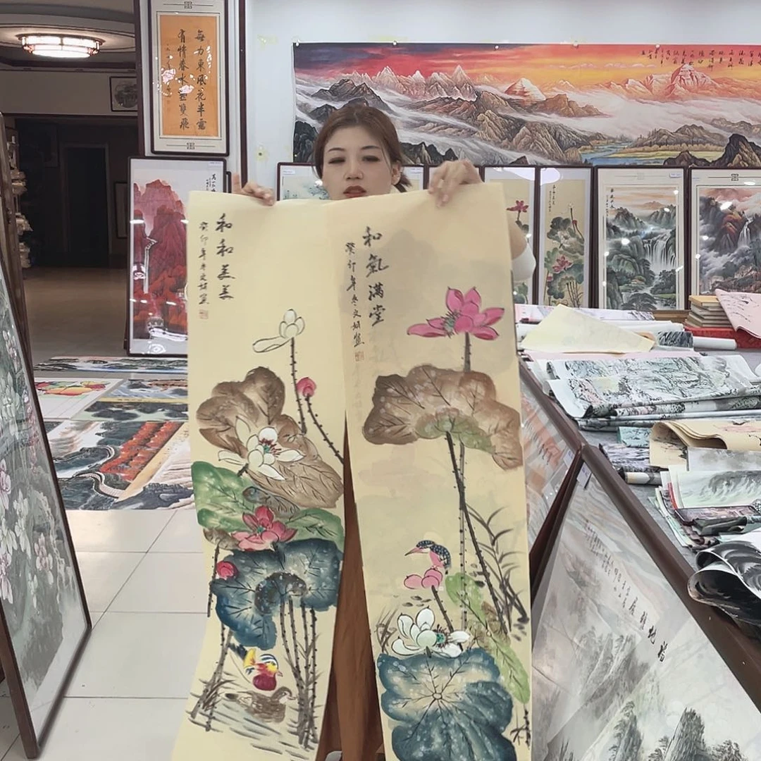 国画纯手绘山水花鸟