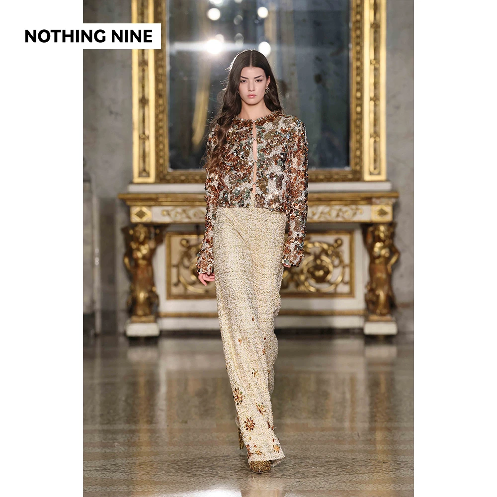 NOTHING NINE 【米兰秀款】金箔纪重工粗花呢套装外套/长裤
