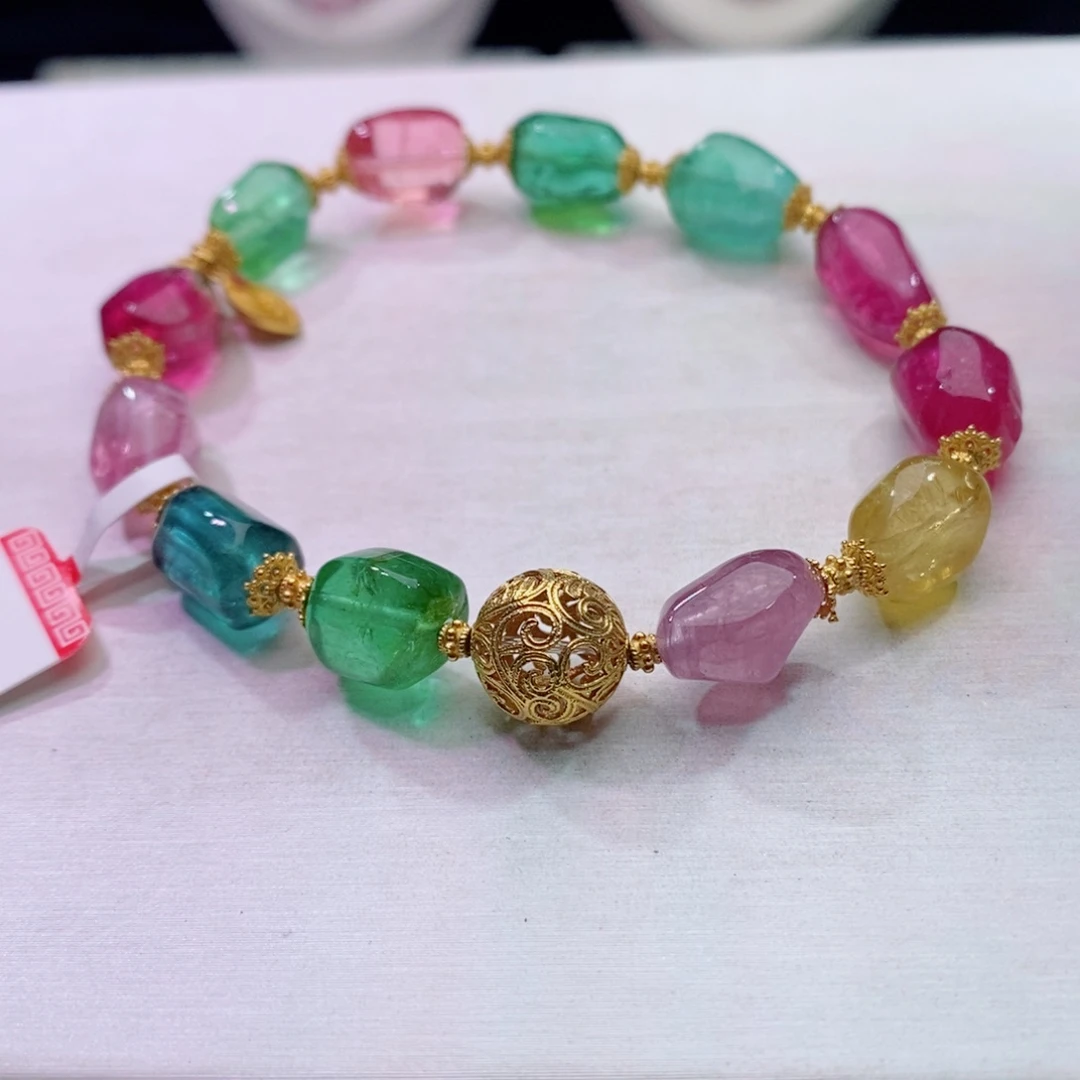 手链18K金镶嵌碧玺碧玺s