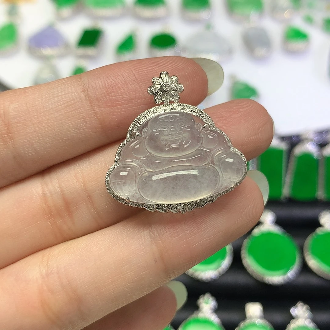 吊坠(不含链)18K金镶嵌翡翠