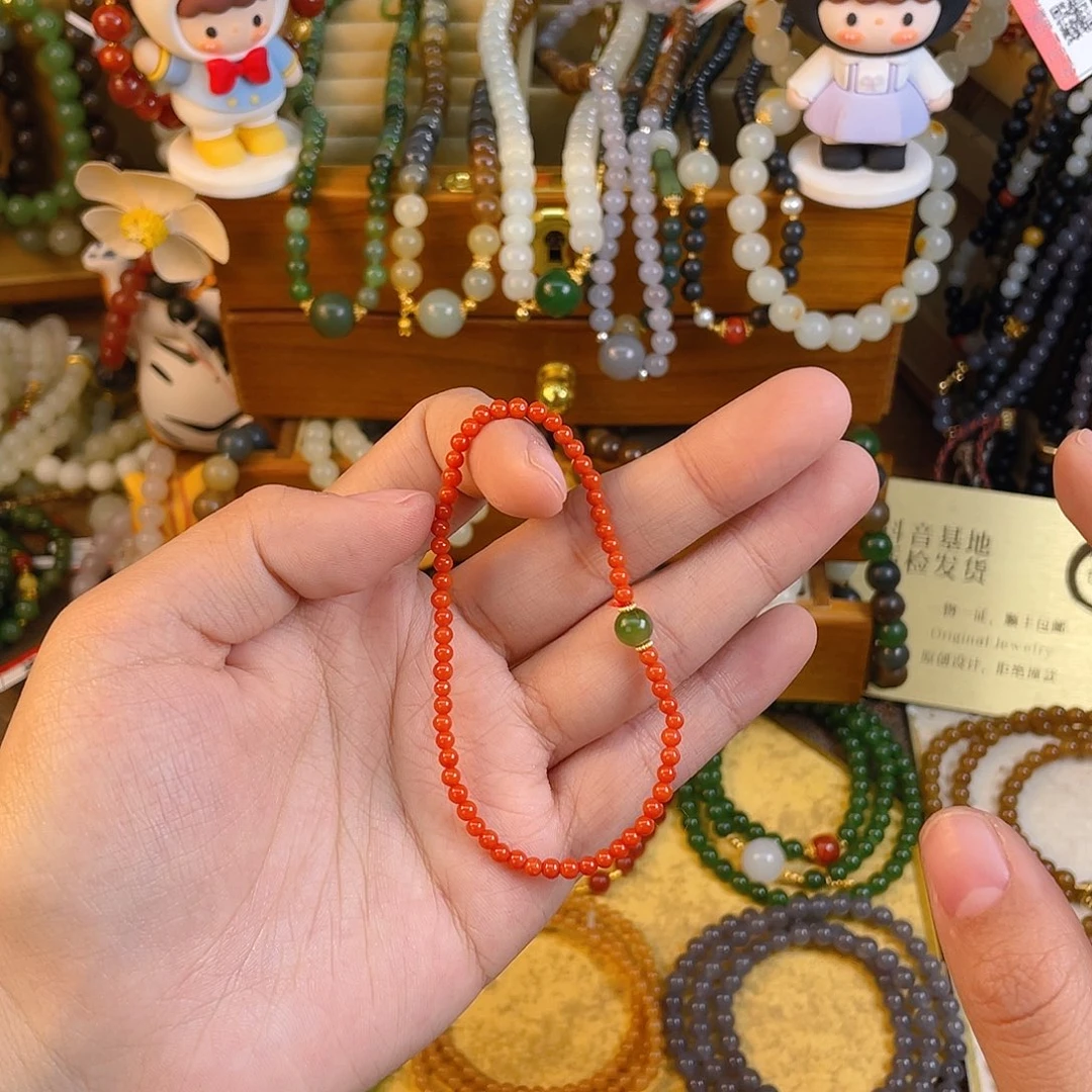 南红玛瑙单圈手串未镶嵌