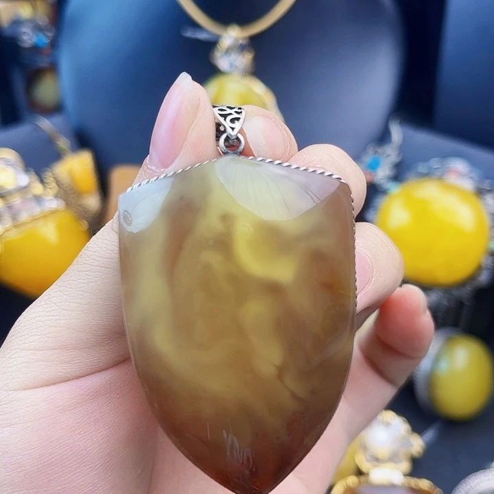 刘***师琥珀银S925镶嵌裸石
