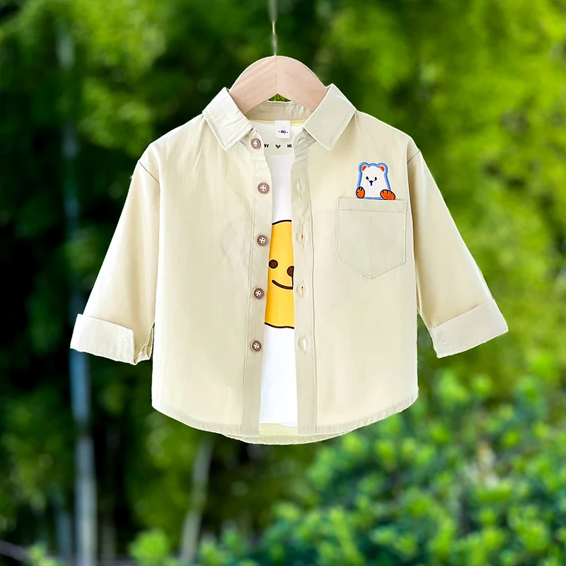 童装男童外套春秋款宝宝衣服儿童秋装衬衫婴儿纯棉长袖痞帅风衬衣
