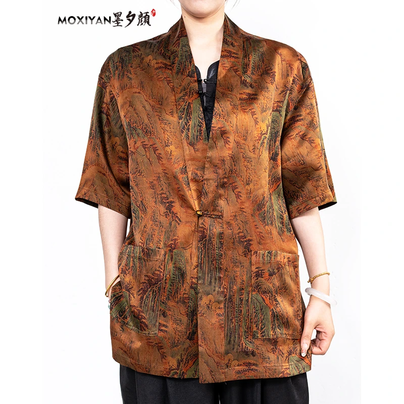 【墨夕颜】2025新款桑蚕丝  见青山 重缎汉服-MH-837