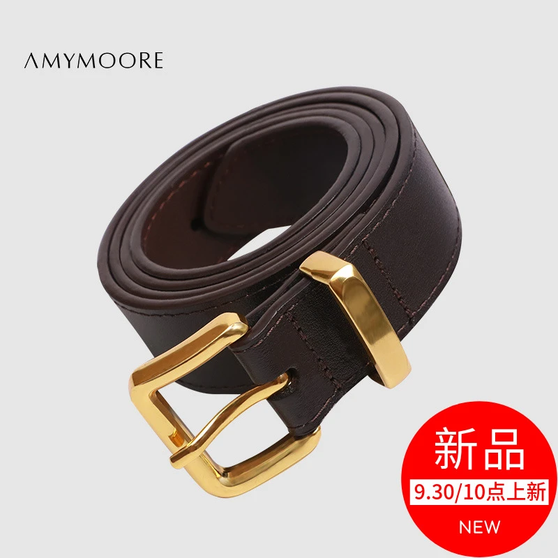 AMYMOORE艾莫尔女装皮带真皮复古时尚休闲腰带百搭简约通勤81339