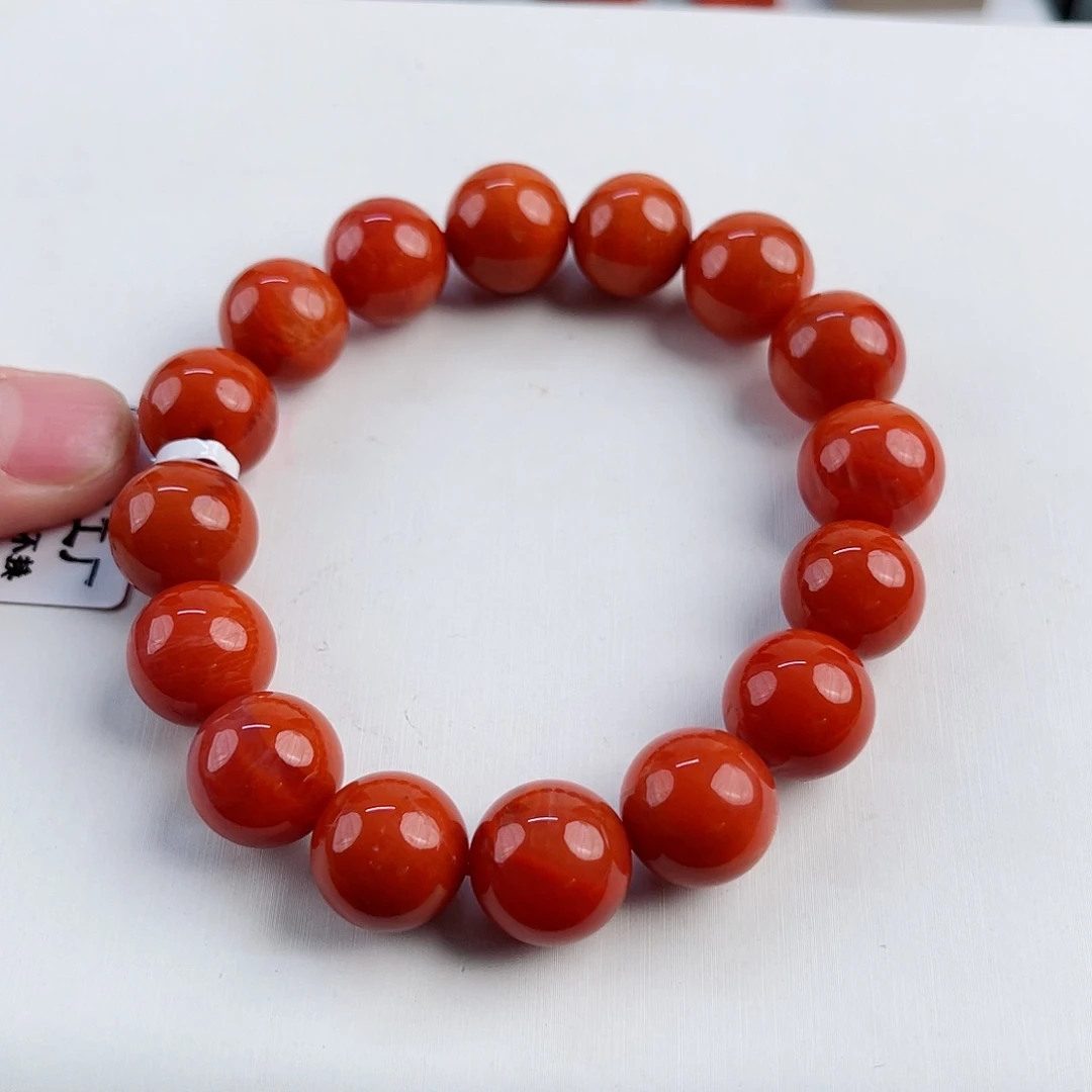 手链未镶嵌南红玛瑙瓦西柿子红圆珠单圈13mm