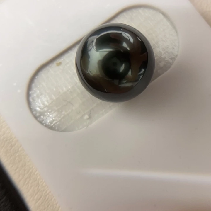 未镶嵌海水珍珠裸珠11.3mm正圆大溪地钢琴黑镜面光