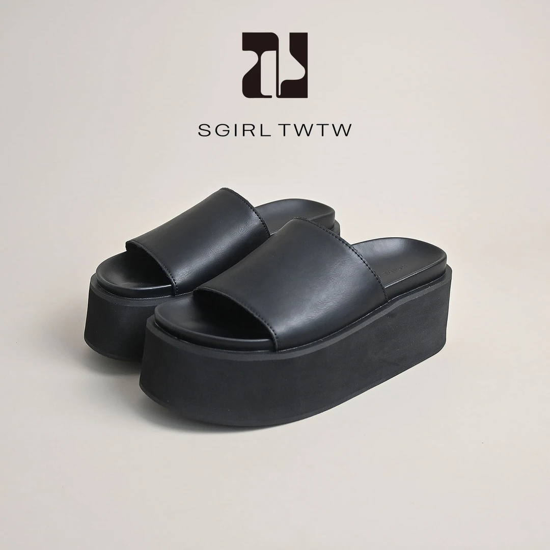SGIRL 8厘米厚底一字拖鞋2025夏季新款户外露营休闲沙滩凉拖女单