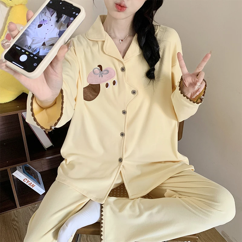 秋冬天睡衣女款新款卡通小狗软糯双面厚款德绒保暖软乎乎家居服套