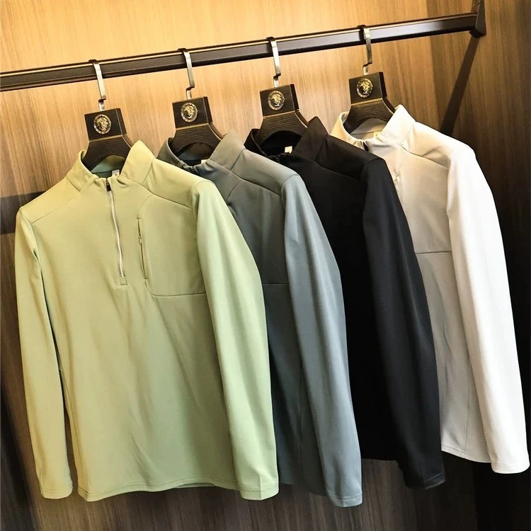 鸟系同款半拉链户外休闲长袖t恤男士秋冬立领卫衣格绒打底衫上衣