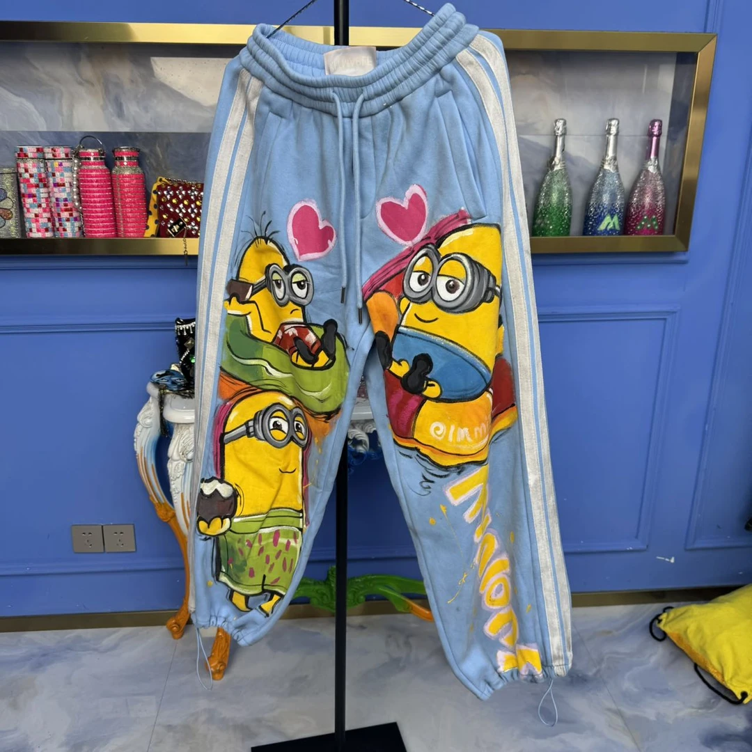 Z03-56 春秋休闲裤牛仔时尚百搭潮流印花卡通宽松个性韩版裤子