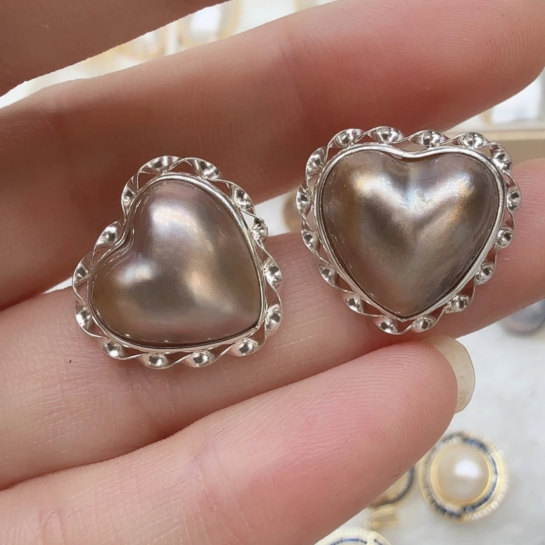 拼合珍珠（马贝珠）耳饰银S925镶嵌