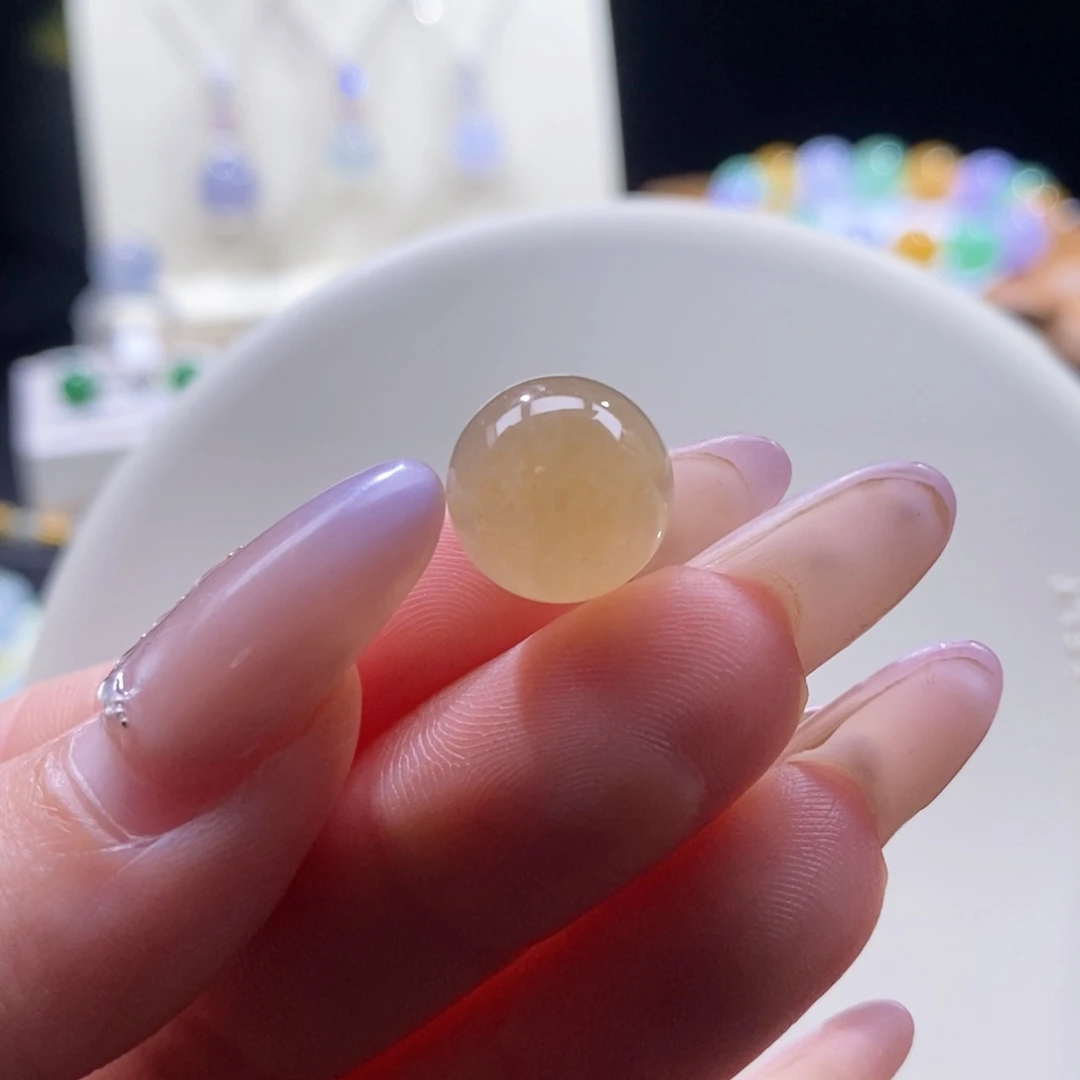 翡翠未镶嵌颈饰翡翠西柚色系珠12.2mm