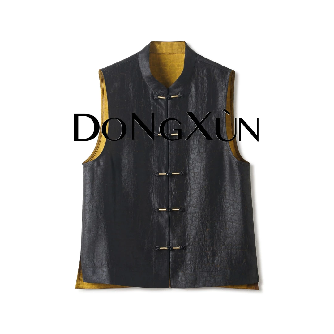 【金玉宴】满分桑蚕丝无袖立领香云纱龟裂纹马甲DX25AM020