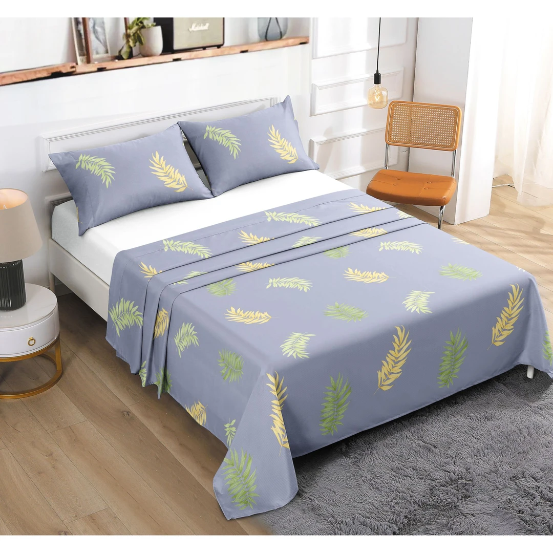 高端亲肤鱼骨纹床单亲肤三件套：香叶情