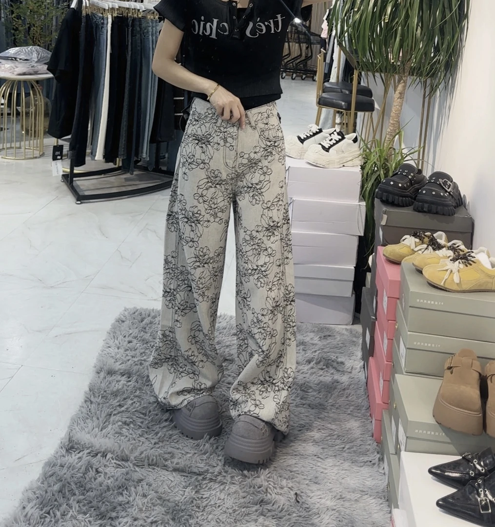 设计款牛仔裤阔腿长裤闺蜜女装