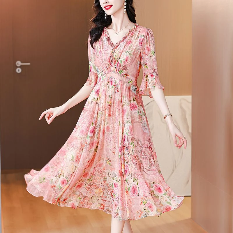 碎花连衣裙气质名媛高端2025新款女士夏季裙子8562#