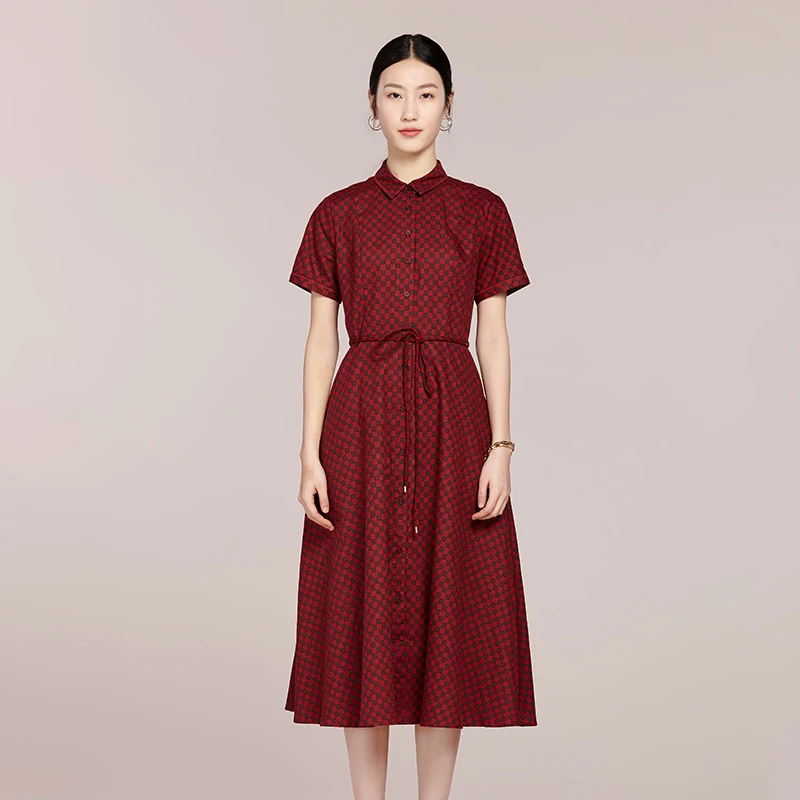 菲姿FEIZI夏款原创几何图案连衣裙0B415