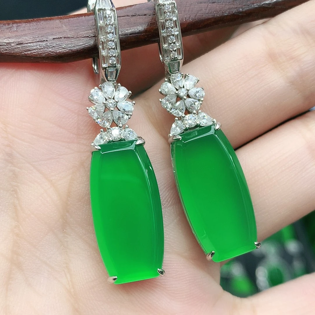 银S925镶嵌耳坠玛瑙/玉髓